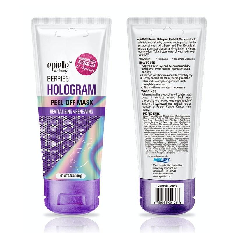 Epielle Hologram Glitter Peel-Off Face Masks - Toning & Calming | 8 Variety Pack Single-Use Testers | Gift Set, Spa Gift | Korean Skincare - Image 5